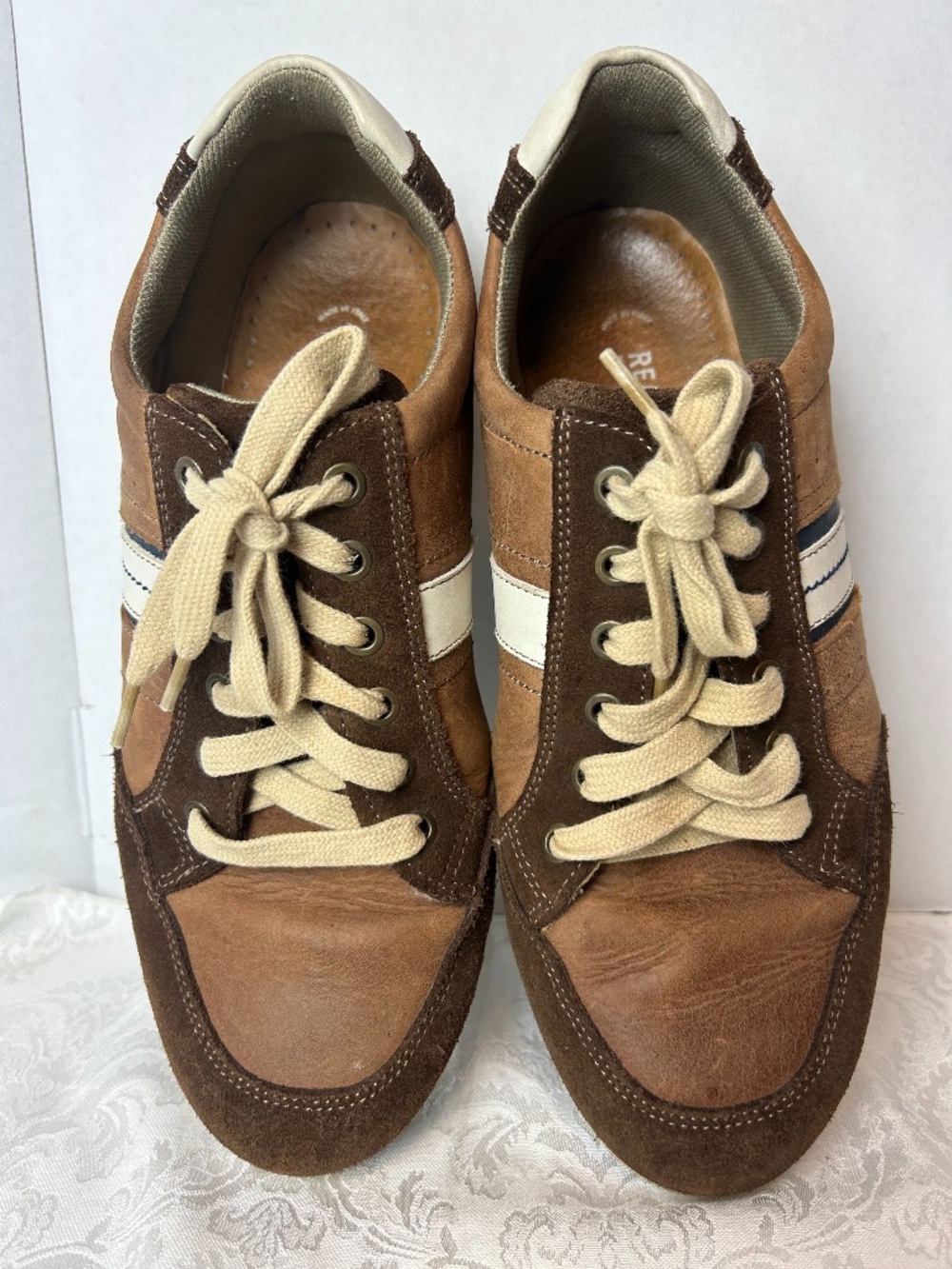 VTG Reaction Kenneth Cole Men's Brown Leather Suede Sneakers US 8 Italy Retro